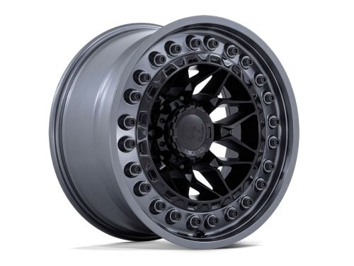 Alpha - Matte Black W/ Gunmetal Lip - 17"x9" W/ 6X139.7mm Bolt Pattern, 5" Backspacing, & 0mm Offset Wheel by Black Rhino