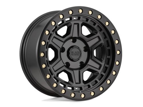Reno - Matte Black W/ Brass Bolts - 17"x9" W/ 5X127mm Bolt Pattern, 5" Backspacing, & 0mm Offset Wheel by Black Rhino