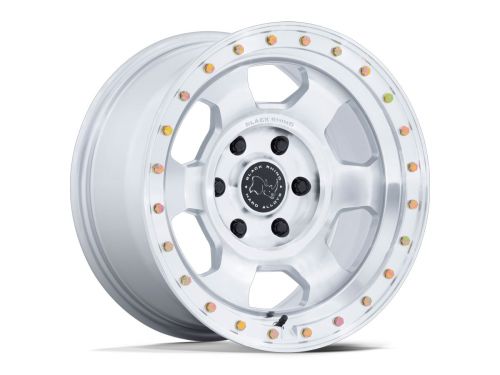 Trooper - Gloss Silver W/ Machined Face - 17"x8.5" W/ 5X127mm Bolt Pattern, 4.36" Backspacing, & -10mm Offset Wheel by Black Rhino