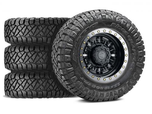 F250/F350 2011-2016 Ford 4WD (w/ 8" Lift) - 38x13.50R20 Nitto Ridge Grappler / 20x9.5 Black Rhino Abrams Gloss Gun Black / Tire & Wheel Package (set of 4)