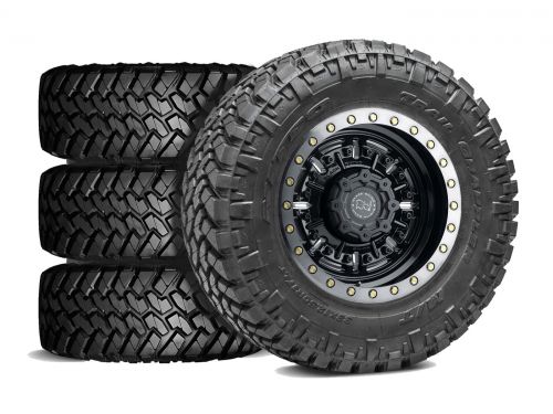 F250/F350 2023-2026 Ford 4WD (w/ 7" Lift) - 38x13.50R20 Nitto Trail Grappler MT / 20x9.5 Black Rhino Abrams Gloss Gun Black / Tire & Wheel Package (set of 4)