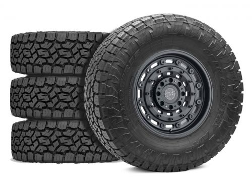 F250/F350 2005-2010 Ford 4WD (w/ 4.5"-7" Lift) - 37x12.50r20 Toyo Open Country AT III / 20x9.5 Black Rhino Arsenal Textured Matte Black / Tire & Wheel Package (set of 4)