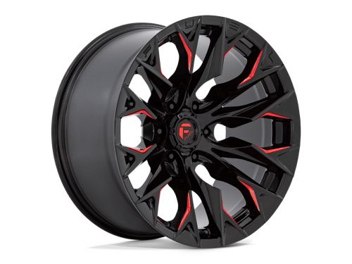Flame D823 - Gloss Black Mill (w/Candy Red) - 22X10 Wheel (w/6X139.7mm Bolt Pattern, 4.79" Backspacing & -18mm Offset) by Fuel