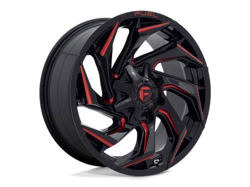 Reaction D755 - Gloss Black Milled (w/Red Tint) - 20X9 Wheel (w/8X180mm Bolt Pattern, 5.79" Backspacing & 20mm Offset) by Fuel