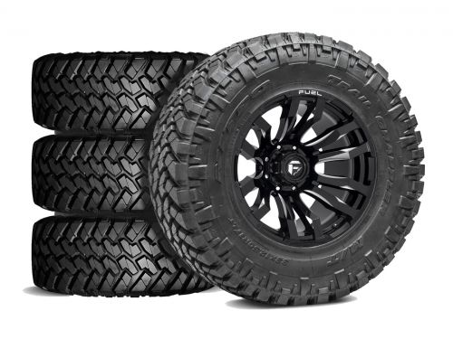 F250/F350 2023-2026 Ford 4WD (w/ 7" Lift) - 38x13.50R20 Nitto Trail Grappler MT / 20x10 Fuel Blitz Gloss Black Milled / Tire & Wheel Package (set of 4)