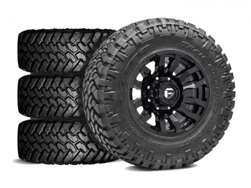 F250/F350 2005-2010 Ford 4WD (w/ 4.5"-7" Lift) - 37x12.50r20 Nitto Trail Grappler MT / 20x9 Fuel Blitz Gloss Black / Tire & Wheel Package (set of 4)
