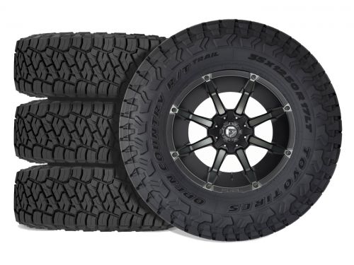 Sierra 2500HD/3500HD 2011-2019 GMC 4WD (w/6" Lift) - 275/65R20 Toyo Open Country R/T Trail / 20x10 Fuel Coupler Matte Black Double Dark Tint / Tire & Wheel Package (set of 4)
