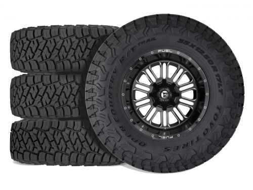 Silverado 2500HD/3500HD 2011-2019 Chevy 4WD (w/ 3 - 4.5" Lift) - 275/65R20 Toyo Open Country R/T Trail / 20x9 Fuel Hardline Gloss Black Milled / Tire & Wheel Package (set of 4)