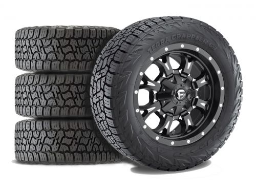 Silverado 2500HD/3500HD 2011-2019 Chevy 4WD (w/6" Lift) - 35x11.50R20 Nitto Terra Grappler G3 A/T / 20x10 Fuel Krank Matte Black Milled / Tire & Wheel Package (set of 4)