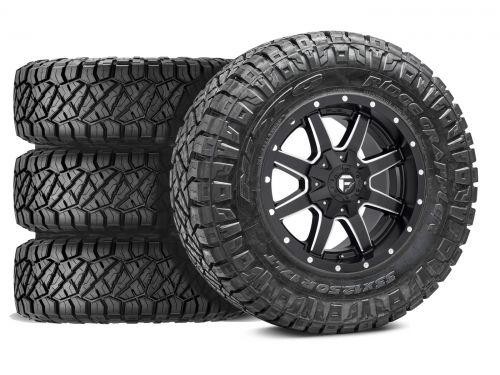 Silverado 2500HD/3500HD 2011-2019 Chevy 4WD(w/5"-8" Lift) - 37x11.50R20 NItto Ridge Grappler / 20x9 Fuel Maverick Gloss Black Milled / Tire & Wheel Package (set of 4)