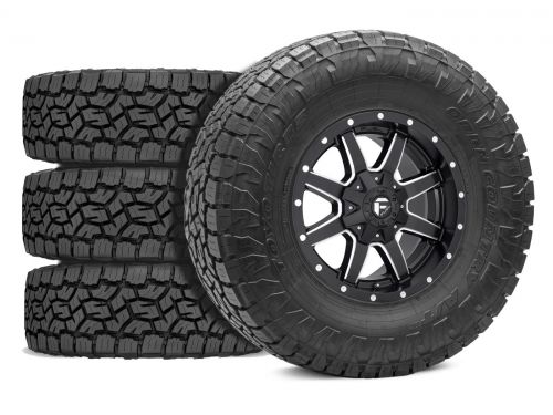 Silverado 2500HD/3500HD 2011-2019 Chevy 4WD (w/5"-8" Lift) - 37X12.50R20 Toyo Open Country A/T 3 / 20x9 Fuel Maverick Gloss Black Milled / Tire & Wheel Package (set of 4)