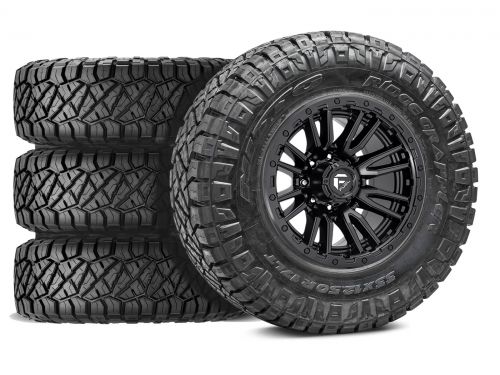 F250/F350 2011-2016 Ford 4WD (w/ 8" Lift) - 38x13.50R20 Nitto Ridge Grappler / 20x10 Fuel Rebel Matte Black / Tire & Wheel Package (set of 4)