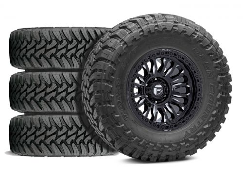 F250/F350 2023-2026 Ford 4WD (w/ 2"-3.5" Lift) - 35x12.50R18 Toyo Open Country MT / 18x9 Fuel Rincon Gloss Black Milled / Tire & Wheel Package (set of 4)