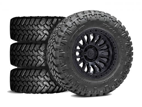 F250/F350 2017-2022 Ford 4WD (w/ 4"-5.5" Lift) - 37x12.50R18 Nitto Trail Grappler MT / 18x9 Fuel Rincon Matte Black / Tire & Wheel Package (set of 4)