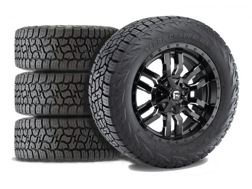 Sierra 2500HD/3500HD 2020-2026 GMC 4WD (w/ 2"-3.5" Lift) - 275x65R20 Nitto Terra Grappler G3 / 20x9 Fuel Sledge Gloss Black Milled / Tire & Wheel Package (set of 4)