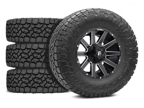 Siverado 2500HD/3500HD 2020-2026 Chevy 4WD (w/ 2"-3.5" Lift) - 35x12.50R20 Toyo Open Country MT / 20x9 Fuel Contra Gloss Black Milled / Tire & Wheel Package (set of 4)