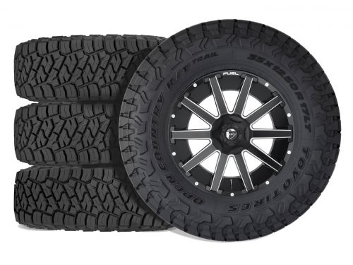 Sierra 2500HD/3500HD 2020-2026 GMC 4WD (w/ 5"-6.5" Lift) - 37x12.50r20 Toyo Open Country RT Trail / 20x9 Fuel Contra Matte Black Milled / Tire & Wheel Package (set of 4)