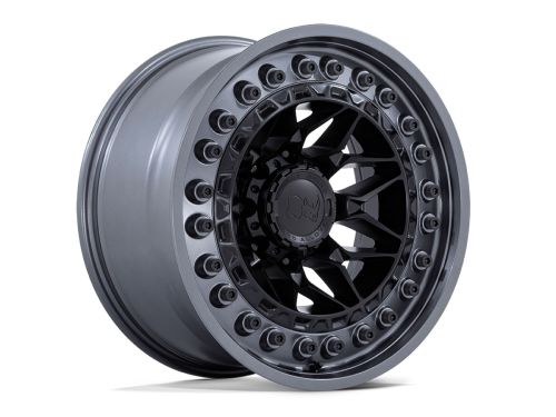 Alpha - Matte Black W/ Gunmetal Lip - 17"x9" W/ 6X139.7mm Bolt Pattern, 5" Backspacing, & 0mm Offset Wheel by Black Rhino