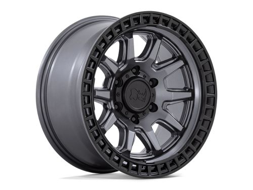 Calico - Matte Gunmetal W/ M-Black Lip - 17"x8.5" W/ 6X139.7mm Bolt Pattern, 4.75" Backspacing, & 0mm Offset Wheel by Black Rhino