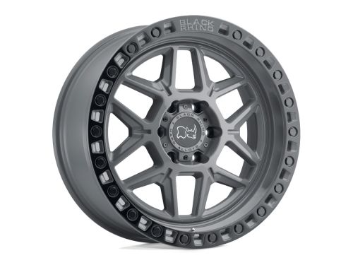 Kelso - Battleship Gray W/ Black Ring - 17"x9" W/ 5X114.3mm Bolt Pattern, 4.29" Backspacing, & -18mm Offset Wheel by Black Rhino
