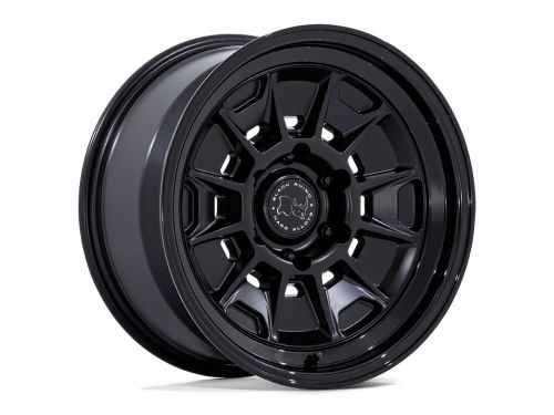 Mondo - Matte Black W/ Gloss Black Lip - 17"x8.5" W/ 6X139.7mm Bolt Pattern, 4.36" Backspacing, & -10mm Offset Wheel by Black Rhino