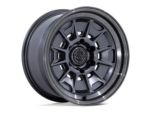 Mondo - Matte Gunmetal W/ G-Gray Lip - 17"x8.5" W/ 6X139.7mm Bolt Pattern, 4.36" Backspacing, & -10mm Offset Wheel by Black Rhino