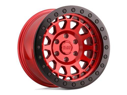 Primm Beadlock - Candy Red W/ Black Ring - 17"x8.5" W/ 6X139.7mm Bolt Pattern, 4.75" Backspacing, & 0mm Offset Wheel by Black Rhino