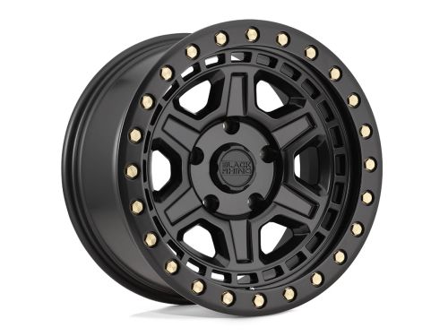 Reno - Matte Black W/ Brass Bolts - 17"x9" W/ 5X127mm Bolt Pattern, 5" Backspacing, & 0mm Offset Wheel by Black Rhino