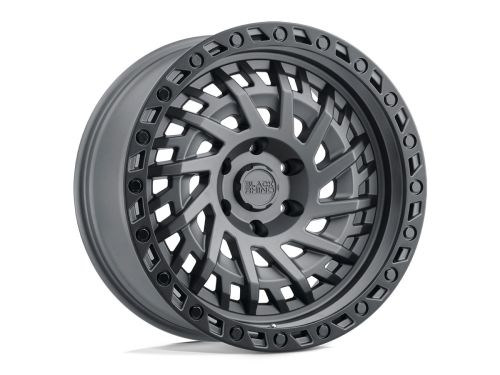 Shredder - Matte Gunmetal W/ Black Ring - 17"x9" W/ 5X127mm Bolt Pattern, 4.29" Backspacing, & -18mm Offset Wheel by Black Rhino
