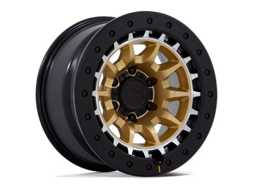 Tusk - Matte Gold W/ Machined Ring - 17"x8.5" W/ 6X139.7mm Bolt Pattern, 4.36" Backspacing, & -10mm Offset Wheel by Black Rhino