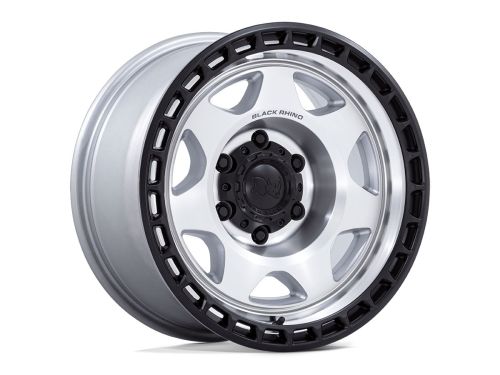 Voyager - Silver Machined W/ M-Black Lip - 17"x8.5" W/ 6X139.7mm Bolt Pattern, 4.75" Backspacing, & 0mm Offset Wheel by Black Rhino