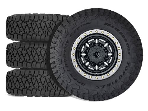 F250/F350 2017-2022 Ford 4WD (w/ 4"-5.5" Lift) - 37x12.50r20 Toyo Open Country RT Trail / 20x9.5 Black Rhino Abrams Gloss Gun Black / Tire & Wheel Package (set of 4)