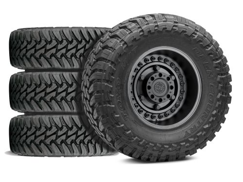 F250/F350 2005-2010 Ford 4WD (w/ 2"-4" Lift) - 35x12.50R18 Toyo Open Country MT / 18x9.5 Black Rhino Armory Gun Black / Tire & Wheel Package (set of 4)
