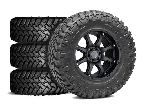 F250/F350 2023-2026 Ford 4WD (w/ 2"-3.5" Lift) - 35x12.50R18 Nitto Trail Grappler MT / 18x9 Black Rhino Glamis Matte Black / Tire & Wheel Package (set of 4)