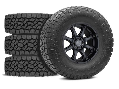 F250/F350 2017-2022 Ford 4WD (w/ 2"-3.5" Lift) - 35x12.50R18 Toyo Open Country AT III / 18x9 Black Rhino Glamis Textured Matte Black / Tire & Wheel Package (set of 4)