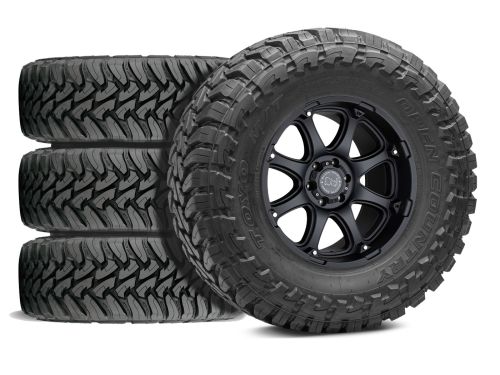 F250/F350 2023-2026 Ford 4WD (w/ 2"-3.5" Lift) - 35x12.50R18 Toyo Open Country MT / 18x9 Black Rhino Glamis Textured Matte Black / Tire & Wheel Package (set of 4)