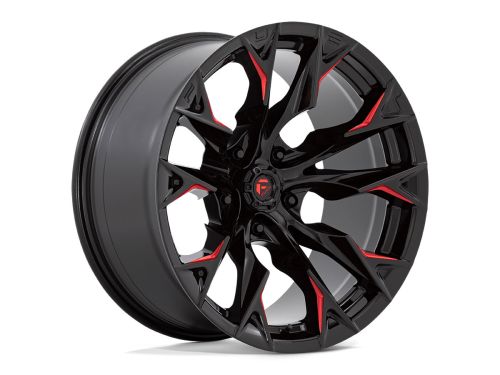 Flame D823 - Gloss Black Mill (w/Candy Red) - 22X12 Wheel (w/5X127mm Bolt Pattern, 4.77" Backspacing & -44mm Offset) by Fuel