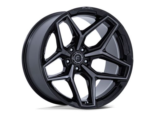 FLUX - Gloss Black Brush Fc Gray Dddt - 17X9 Wheel (w/5X127mm Bolt Pattern, 5.04" Backspacing & 1mm Offset) by Fuel