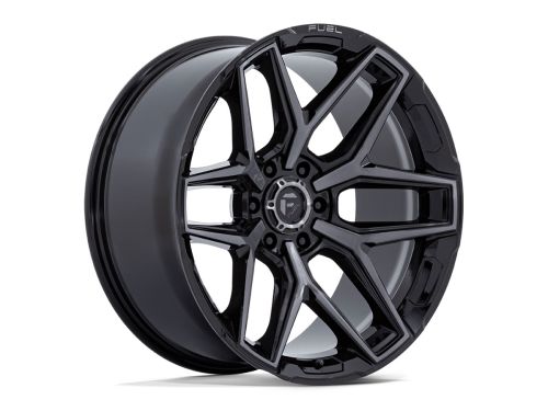 FLUX - Gloss Black Brush Fc Gray Dddt - 17X9 Wheel (w/6X139.7mm Bolt Pattern, 5.04" Backspacing & 1mm Offset) by Fuel