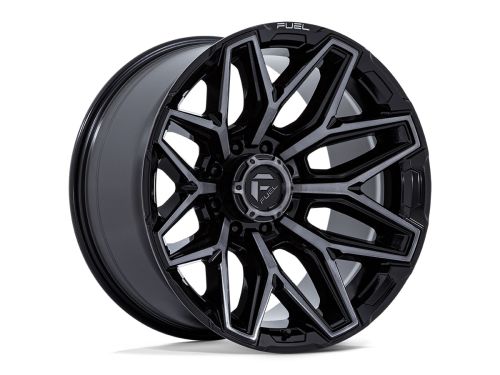 FLUX - Gloss Black Brush Fc Gray Dddt - 20X9 Wheel (w/8X165.1mm Bolt Pattern, 5.04" Backspacing & 1mm Offset) by Fuel