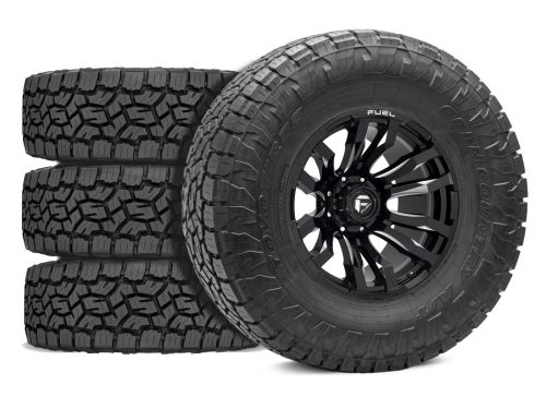 Silverado 2500HD/3500HD 2011-2019 Chevy 4WD (w/2"-2.5" Lift) - 33X12.50R20 Toyo Open Country A/T 3 / 20x9 Fuel Blade Gloss Black Milled / Tire & Wheel Package (set of 4)