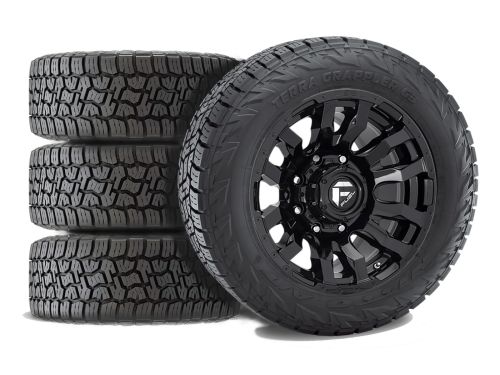 Silverado 2500HD/3500HD 2011-2019 Chevy 4WD(w/2"-2.5" Lift) - 295/55R20 NItto Terra Grappler G3 / 20x9 Fuel Blitz Gloss Black / Tire & Wheel Package (set of 4)