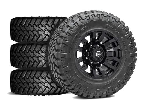 F250/F350 2023-2026 Ford 4WD (w/ 4"-6" Lift) - 37x12.50r20 Nitto Trail Grappler MT / 20x9 Fuel Blitz Gloss Black / Tire & Wheel Package (set of 4)