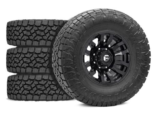 F250/F350 2023-2026 Ford 4WD (w/ 4"-6" Lift) - 37x12.50r20 Toyo Open Country AT III / 20x9 Fuel Blitz Gloss Black / Tire & Wheel Package (set of 4)