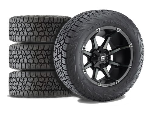 Sierra 2500HD/3500HD 2011-2019 GMC 4WD (w/6" Lift) - 35x11.50R20 Nitto Terra Grappler G3 A/T / 20x10 Fuel Coupler Matte Black Double Dark Tint / Tire & Wheel Package (set of 4)