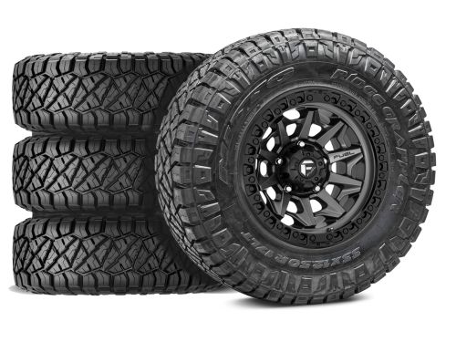 F250/F350 2017-2022 Ford 4WD (w/ 2"-3.5" Lift) - 35x12.50R18 Nitto Ridge Grappler / 18x9 Fuel Covert Matte Gunmetal / Tire & Wheel Package (set of 4)