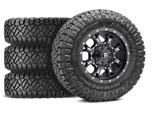 F250/F350 2017-2022 Ford 4WD (w/ 4"-5.5" Lift) - 37x12.50R18 Nitto Ridge Grappler / 18x9 Fuel Krank Matte Black Milled / Tire & Wheel Package (set of 4)