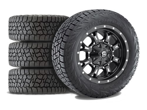 Silverado 2500HD/3500HD 2011-2019 Chevy 4WD (w/2"-2.5" Lift) - 295/55R20 NItto Terra Grappler G3 / 20x9 Fuel Krank Matte Black Milled / Tire & Wheel Package (set of 4)