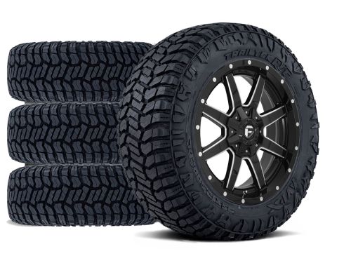 Sierra 2500HD/3500HD 2011-2019 GMC 4WD (w/6.5"-8" Lift) - 37x12.50R20 Avix TrailTek R/T / 20x9 Fuel Maverick Gloss Black Milled / Tire & Wheel Package (set of 4)