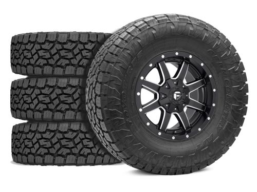 Sierra 2500HD/3500HD 2011-2019 GMC 4WD (w/6.5"-8" Lift) - 37X12.50R20 Toyo Open Country A/T 3 / 20x9 Fuel Maverick Gloss Black Milled / Tire & Wheel Package (set of 4)